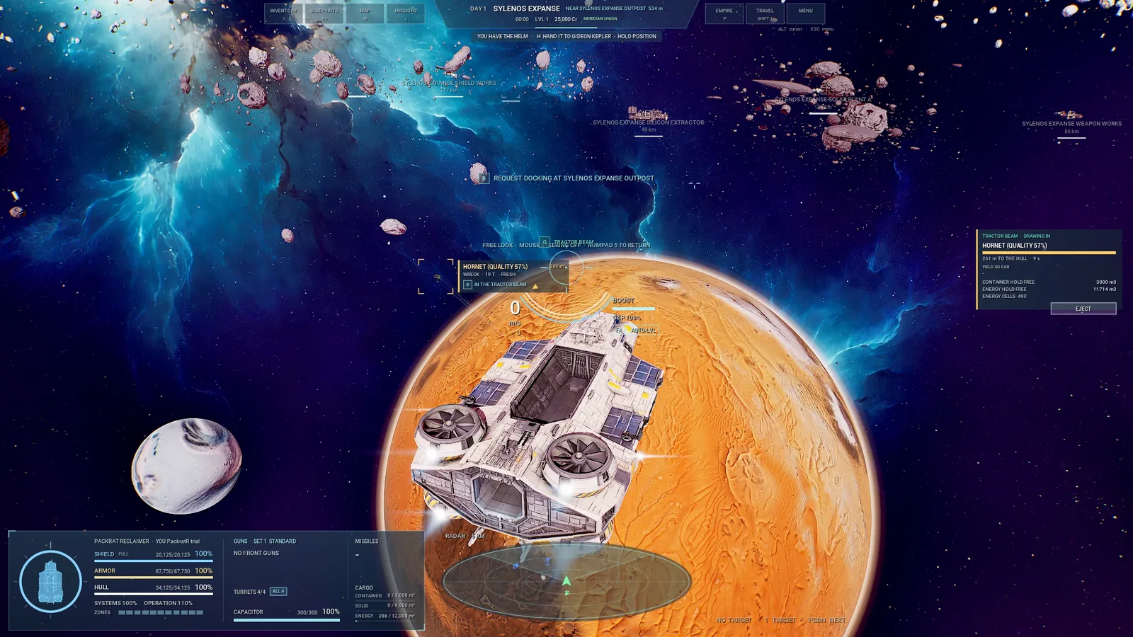 A reclaimer processes a captured wreck