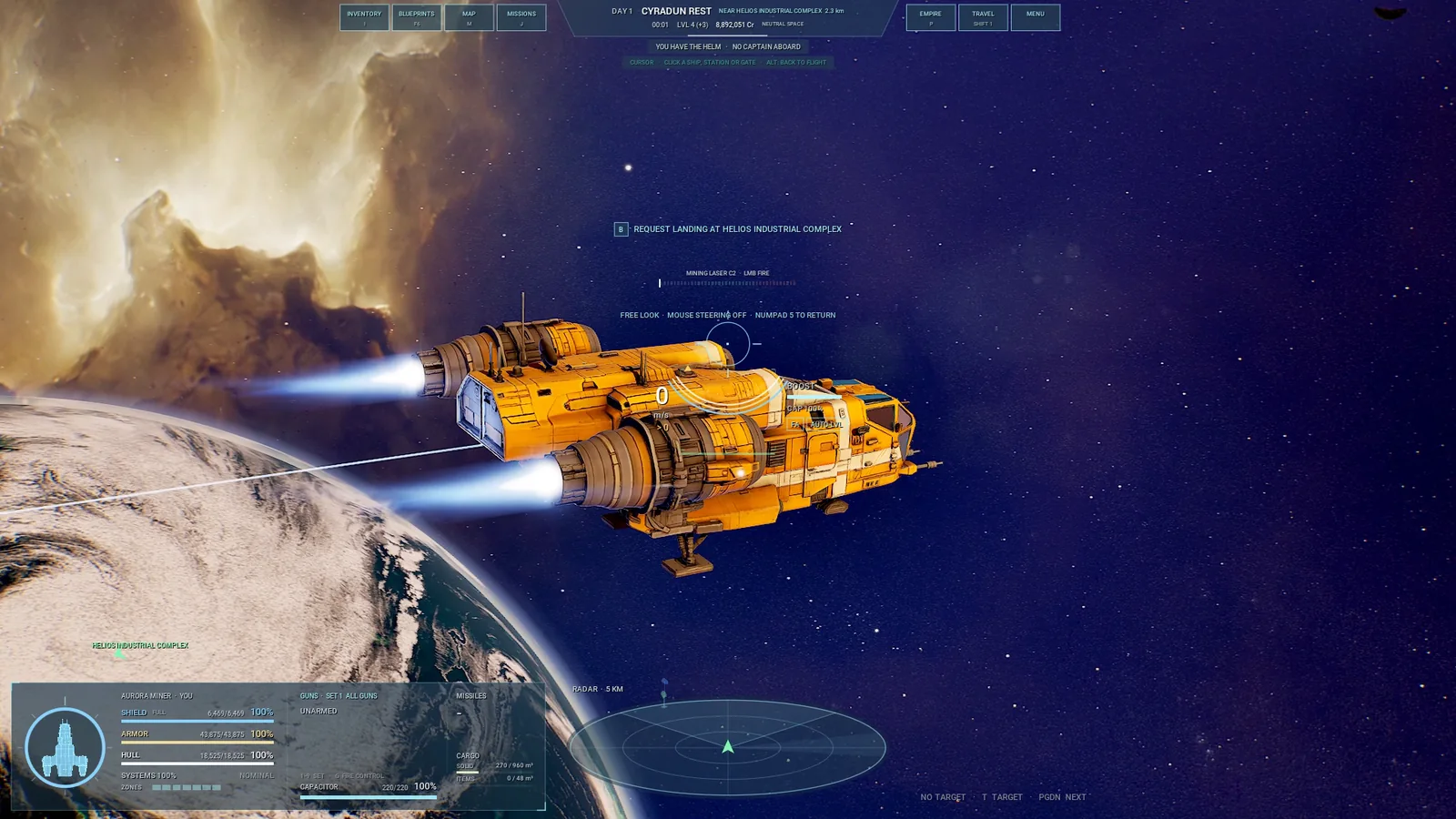 A transport departs into a living galaxy
